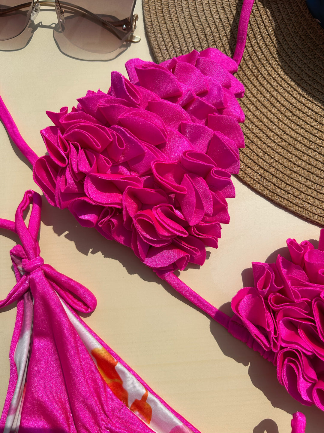Flower's Beach Fucsia Reversible Bikini Set
